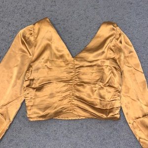 Gold ruched satin top